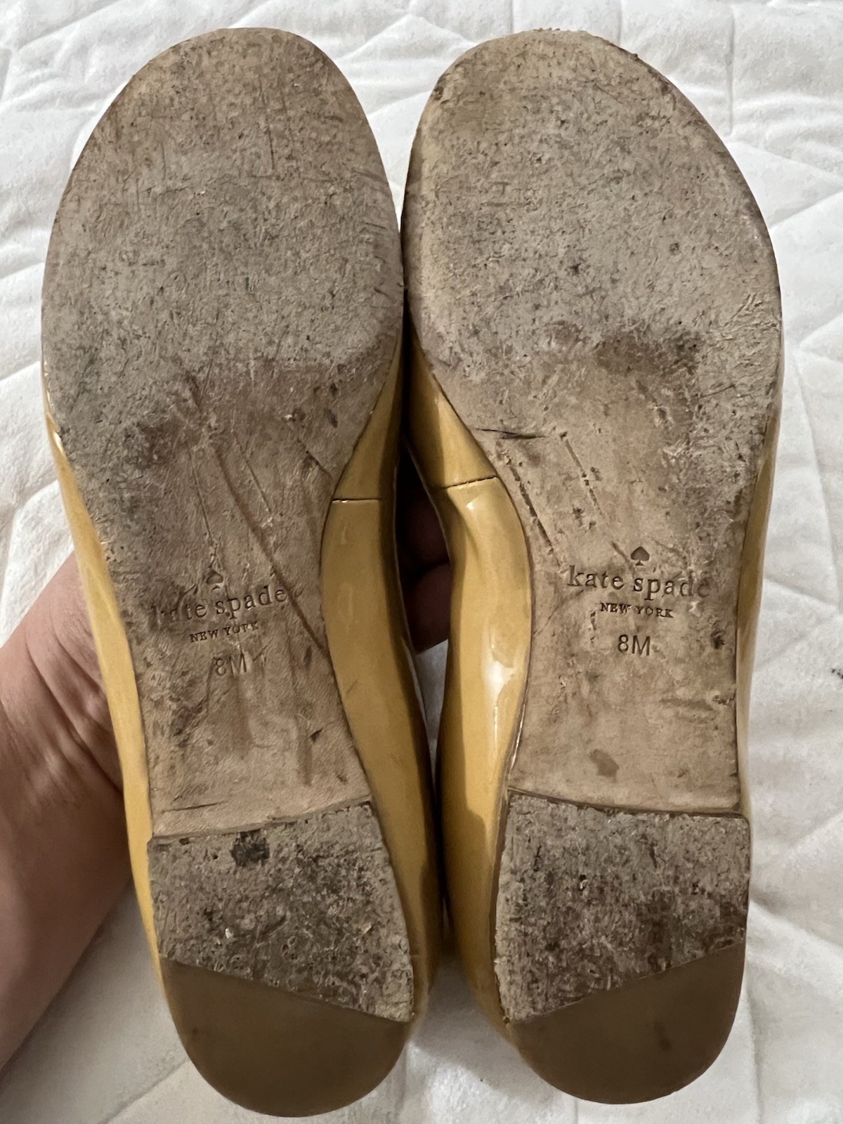 Kate Spade Willa Ballet Flats Size 8 Camel Color Leather Bow thumbnail 7