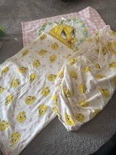 Vintage 1997 Tweety Bird Looney Tunes Baby Blanket Bedding Set