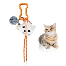 Cat Fur Memorial Bag Charm with Orange Stainless Steel Bone Clip, Pet Remembr...