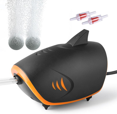 4W 110GPH Powerful Aquarium Air Pump, Quiet 2-Outlets Aquarium Aerator, Adjustab