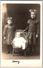 Antique RPPC Postcard Evelyn, Una, Calvin Portrait 1910s 1910s