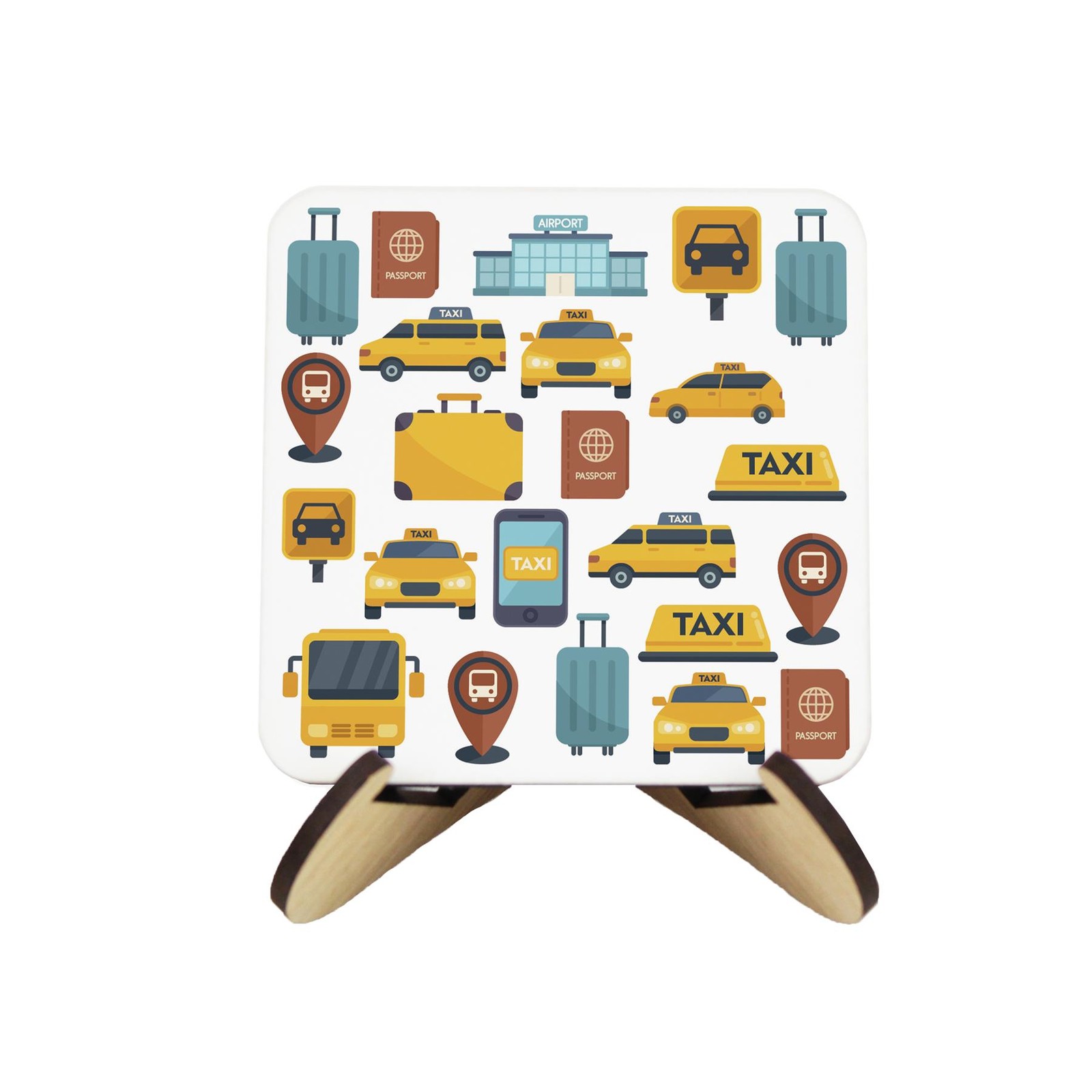 Novelty Taxi Driver Cork Coaster Set & Stand - Gifts for Jobs/Trades - Set of 4