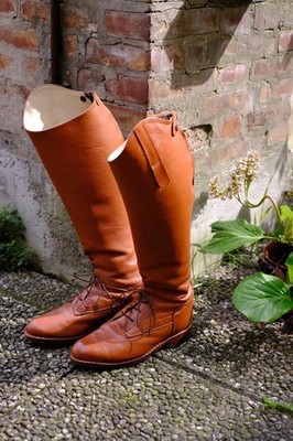 Men s Brown Leather Riding Boots Lace-Up Equestrian Style horse riding boot