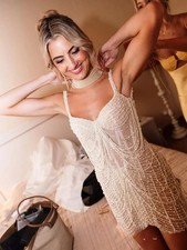 Vintage Mini Sheath Wedding Dresses Sweetheart Beading Backless Bridal Gowns