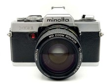 Minolta XG 1 Analog SLR 35mm Camera Kit Set Silver Good 75-200mm f/4.5 Lens