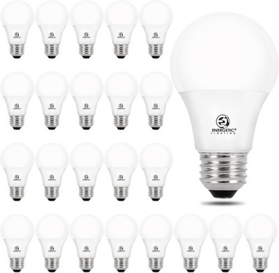 Energetic 24-Pack A19 LED Light Bulb, 60 Watt Equivalent, Daylight 5000K, E26
