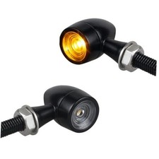 Led Motorcycle Turn Signal Lights Universal Mini Front black 2 with amber light