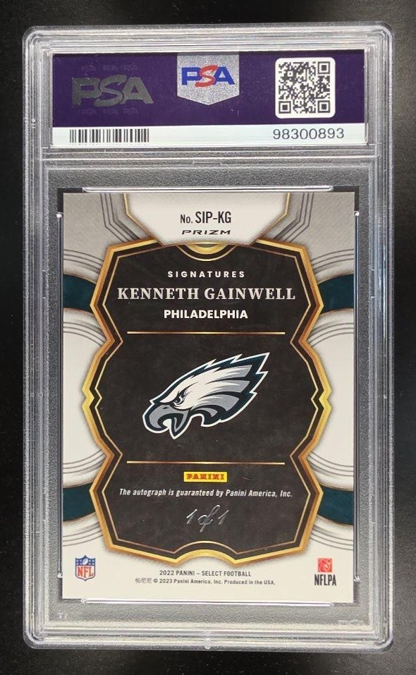 Kenneth Gainwell 2022 Panini Select Football Rookie Auto Black Prizm 1/1 PSA 9 view 2
