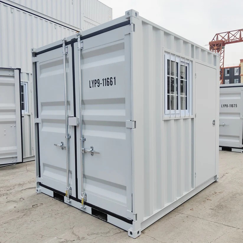 9ft Portable Storage Conex Box Container w/Lockbox & Windows