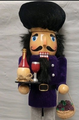 Christmas 14'' Nutcracker Purple Grapes Wine Italian Chianti Tuscany Holiday HTF