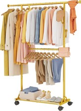 Clothes Rack Hanging Clothes Rolling  Extending Clothing Rack W/ Wheels Garment
