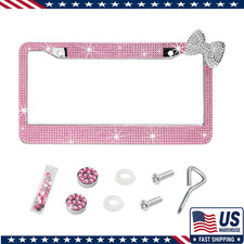 Bling License Plate Frame 2 Holes Sparkling Rhinestones Bowknot Car Tag Cover S Bling License Plate Frame 2 Holes Sparkling Rhinestones Bowknot Car Tag Cover S