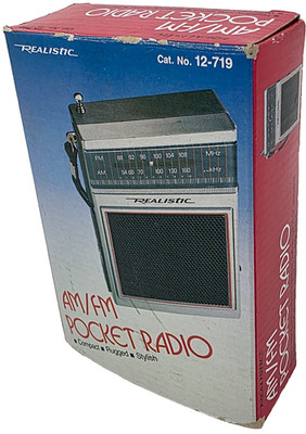 Vintage Realistic 12 719 AM FM Pocket Radio New in Box 1992 Radio Shack Receipt