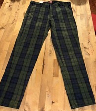 Levis XX Chino Standard Taper Plaid Pants Mens 33x32 30 Green Blue Cotton Casual