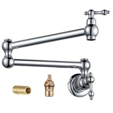 WOWOW Chrome Pot Filler Faucet - Brass Wall Mount Polished