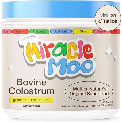 Miracle Moo Mother Natures Bovine Colostrum grassfed+ immunolin Supplement60 sv