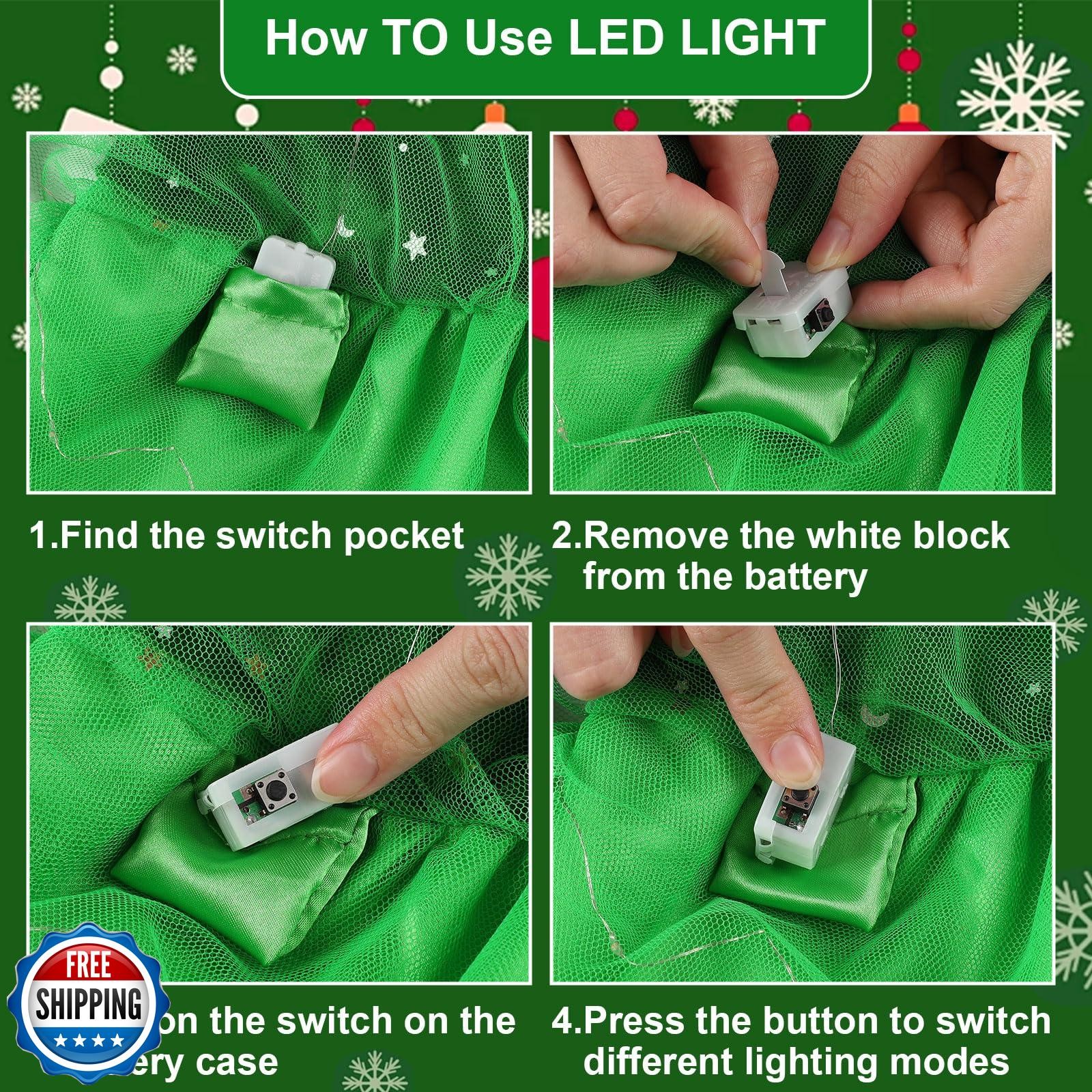 Sebaoyu Dog Christmas Dress, Sweater Female LED Light Winter for 