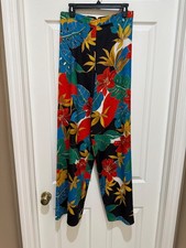 Alice and Olivia Back zip wide leg muti colored pants SZ 10 Excellent preowned