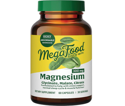 MegaFood Magnesium Glycinate, Citrate, Malate 300mg Supplement - Highly Absor...