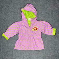 Y2K Strawberry Shortcake Kids Purple Green Polka Dot Hooded Lined Jacket 12M
