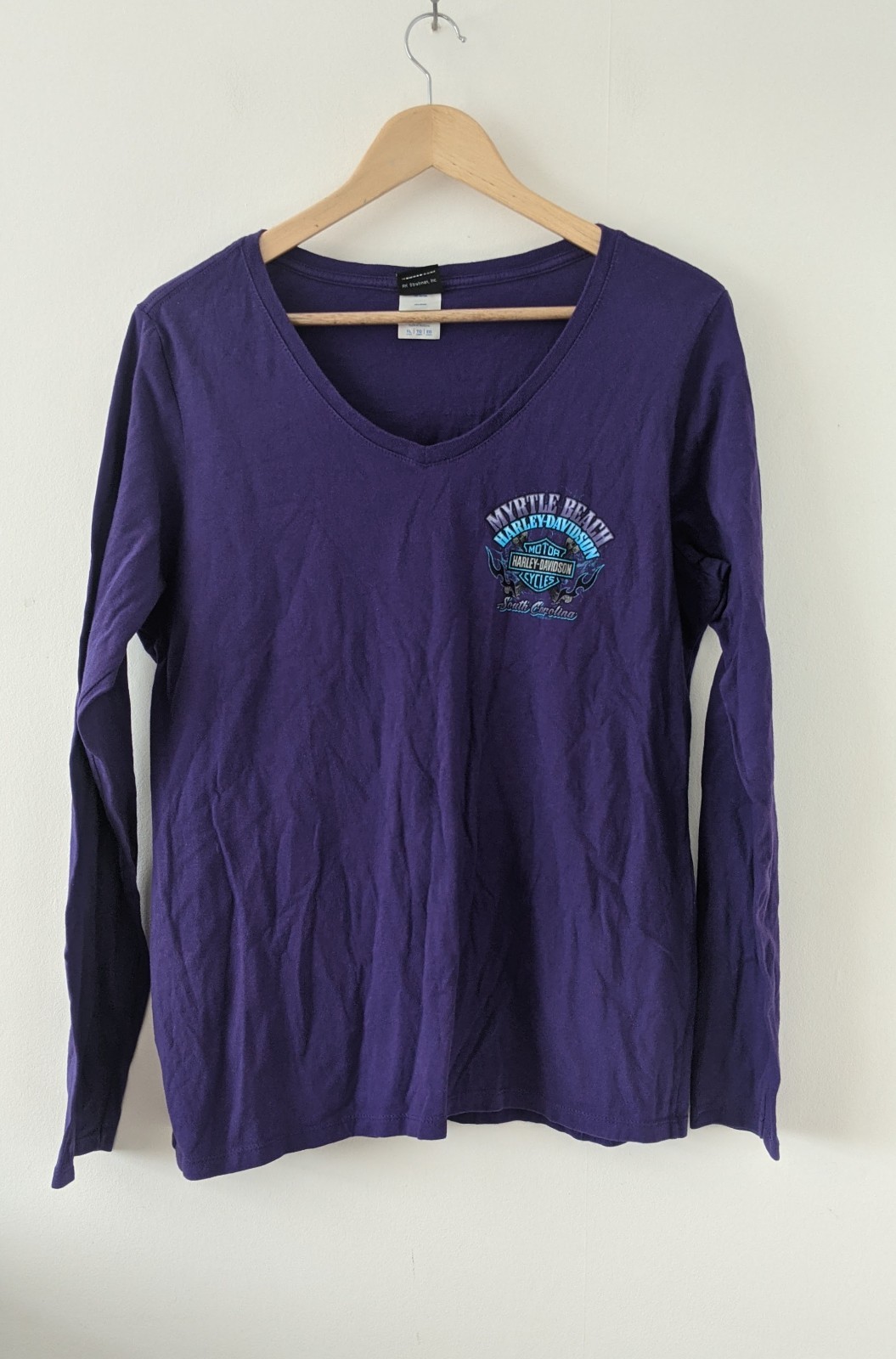 Purple‑Bloom Harley Davidson Graphic Tee Ladies Myrtle Beach 12 14 UK– XL image 7