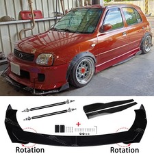 For Nissan Micra 1992-2024 Front Bumper Splitter Lip + Strut Rods + Side Skirts