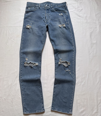 Levi s 501 Original Fit Jeans   W32 L34   Blau Distressed / Ripped