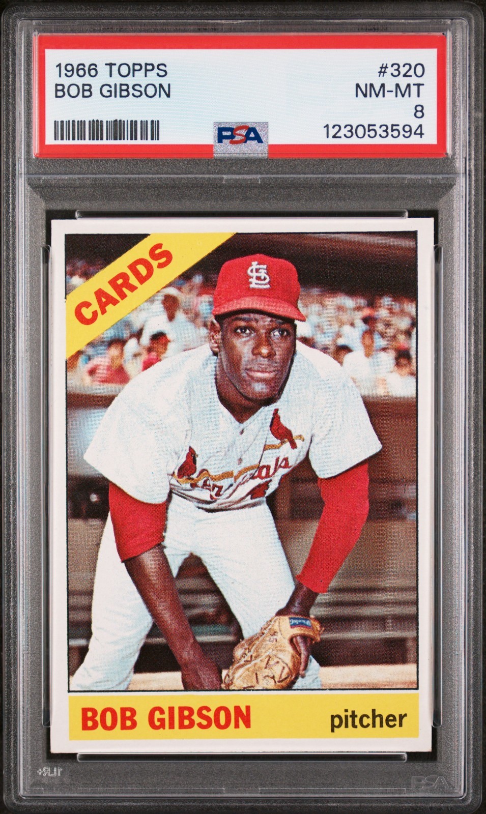 1966 Topps #320 Bob Gibson (HOF) Graded PSA 8 NM-MT