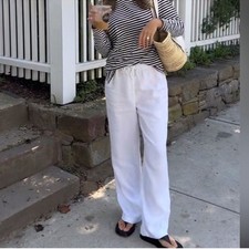 Reformation Olina Linen Pants in White size small petite SP