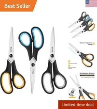 Durable 8-Inch Heavy Duty Scissors with Comfort Grip - 3-Pack in Bright Colors