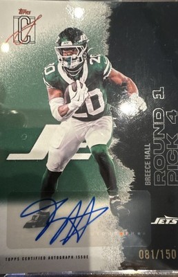 Breece Hall RPA /150 Jets Topps 2025 plus 2025 Donruss Red Press Proof Breece 