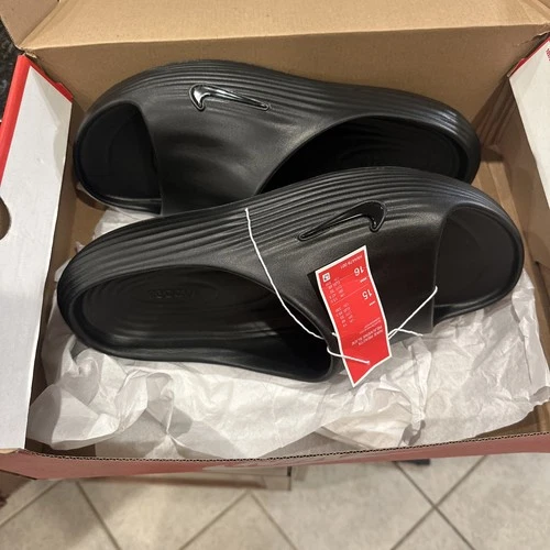 Nike Reactx Rejuven8 Slide Men's Size 15 Black/Black-Black HV4479-001 Fast Ship