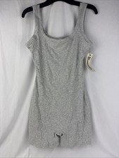 No Boundaries Juniors' Gray Ribbed Cotton Stretch Lined Scoop Bodysuit M 8/10