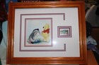 Vintage Disney Framed and Matted Winnie the Pooh and Eeyore Print w/Stamp — photo 1