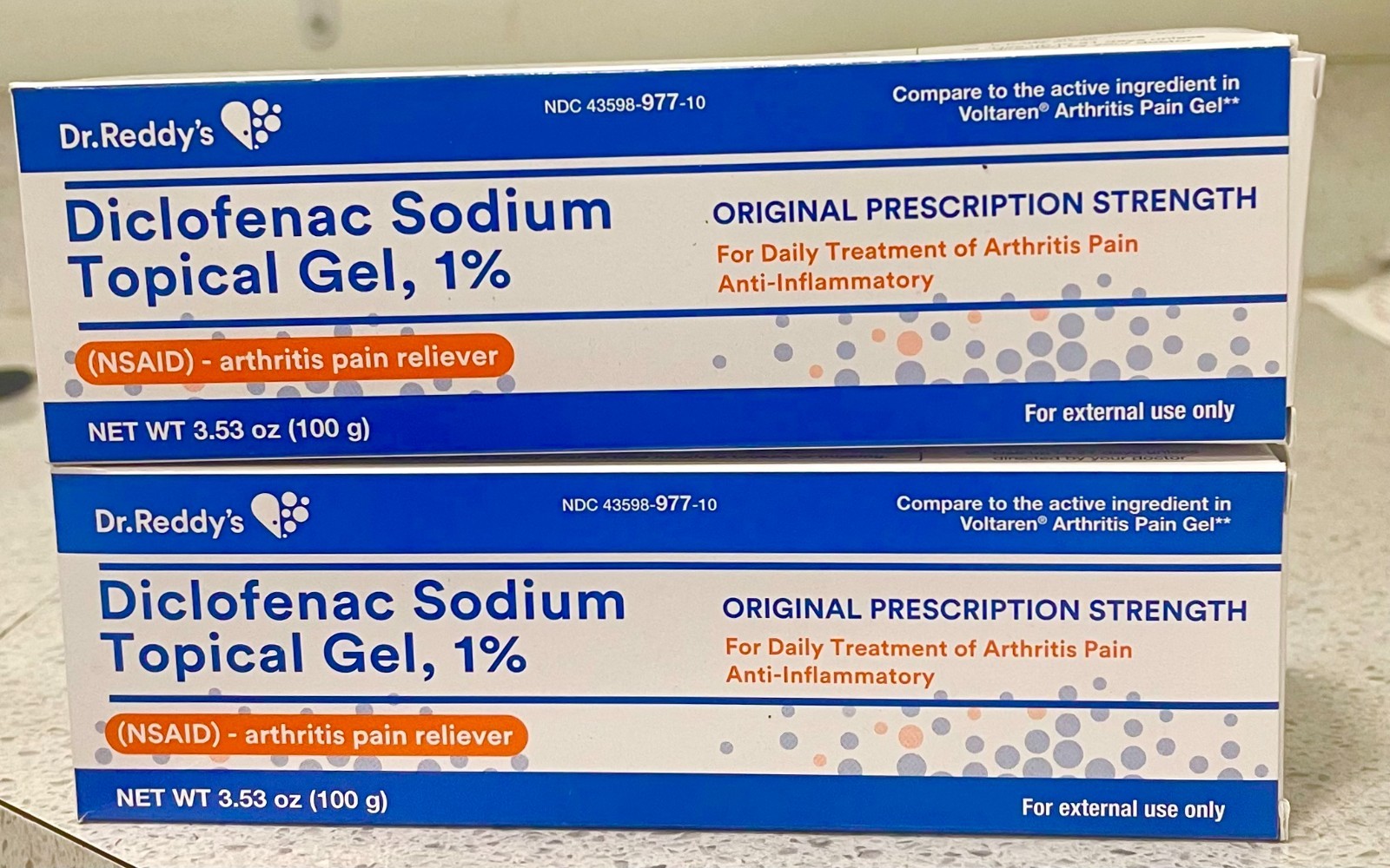 Generic Arthritis Pain Diclofnac Gel 1% 100g  Pack Of 2 Boxes Free Shipping $20
