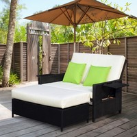 Outdoor Garden Rattan Furniture Set 2 Seater Patio Sun Lounger Daybed Sunbed