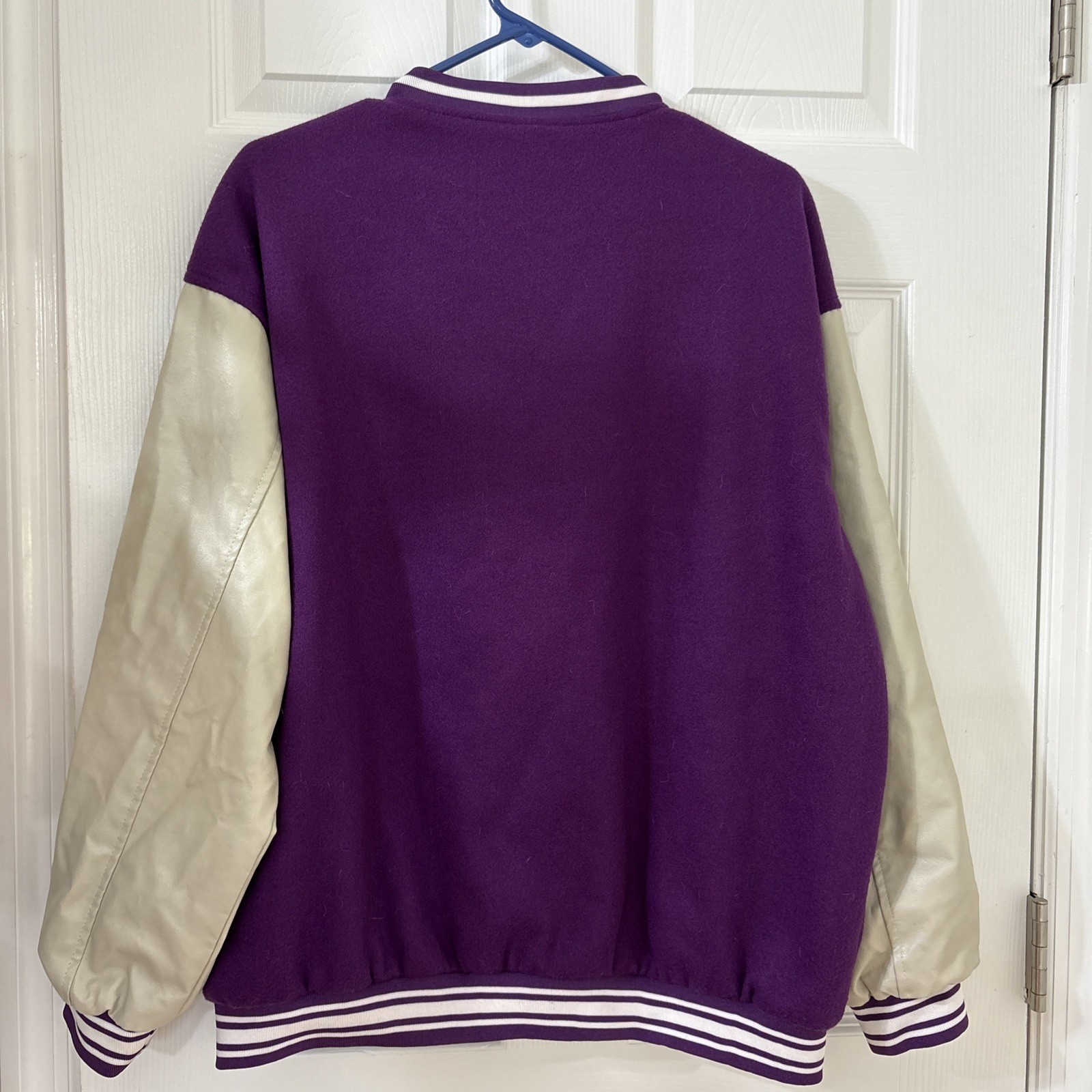 Bone Patchwork Varsity Jacket Men’s Medium Purple… - image 2