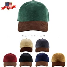 Corduroy Dad Hat Baseball Brown Suede Brim Ad...
