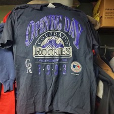 Vintage 90s 1993 Locker Line Colorado Rockies Opening Day Graphic Shirt Large