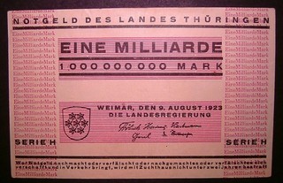 242) Weimar Landesregierung ★★★ 1 Milliarde Mark 9. Aug. 1923 ★★★ Serie H