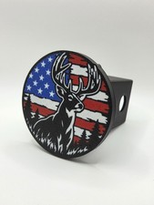 American Flag Whitetail Buck Deer 2 Trailer Hitch Cover Hunting Patriotic Usa