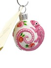Patricia Breen Springtime Chameleon Pink Rose Floral Christmas Holiday Ornament