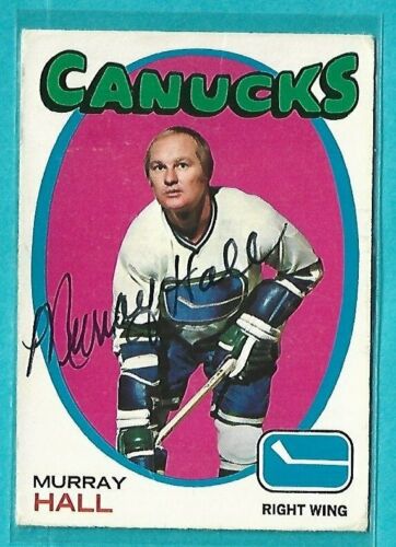 MURRAY HALL podpisana 1971-72 OPC karta hokejowa #109 VANCOUVER CANUCKS - Zdjęcie 1 z 2