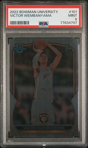 🌟Victor Wembanyama 2022-23 Bowman Chrome University 1st Rookie Card SP PSA 9 🌟