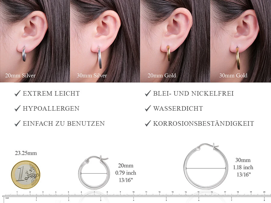 G23 Puro Titanio Hipoalergénico Suave Anillo Circular Mujer Pendientes Foto 4 de 4