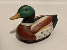 Vintage Jasco Ceramic Duck Lint Remover Brush Mallard Figurine Decoy