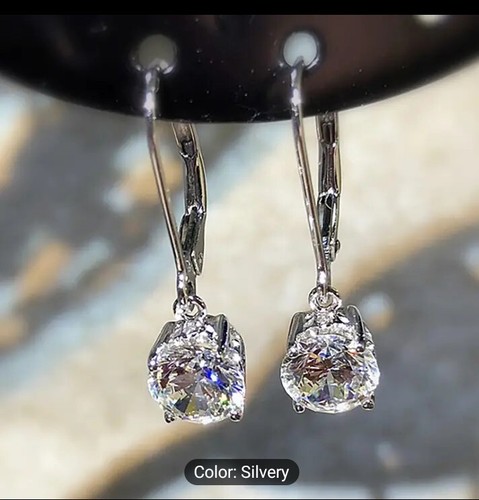 Beautiful Drop Clear Rhinestone Lever Back Earrings - Bild 3 von 6