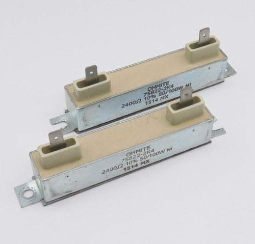 2x Drahtwiderstand Ohmite 75822-2K4 Wirewound Resistor 2400 Ohm 50/100W NI - Picture 1 of 4