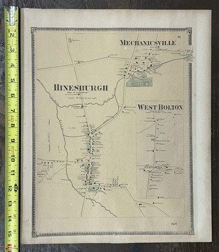 Mapa antiguo de Vermont 1869 - Mechanicsville, Hinesburgh, West Bolton VT - Imagen 7 de 11