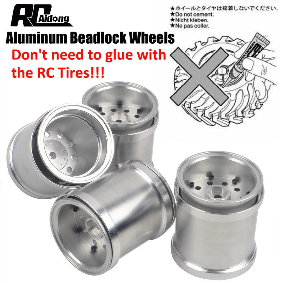 RC Aluminum Beadlock Wheel Rims for Tamiya King Yellow 6x6 #58653 G6-01 Hop Ups - Bild 4 von 4